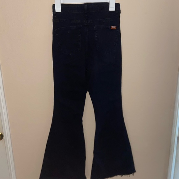 Urban Outfitters black high hem waist ultra flare bell bottom pants y2k jeans - Picture 9 of 16